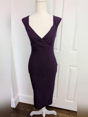 Pinup Couture Eggplant Body Con Sleeveless Dress